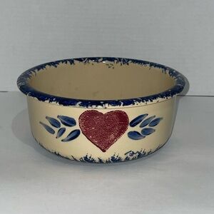 Pottery Heart Blue Accent Decorative Planter Dish